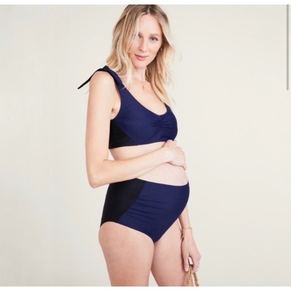 HATCH The Mallorca Bikini Mare Blue Black Size Small Maternity Swimsuit